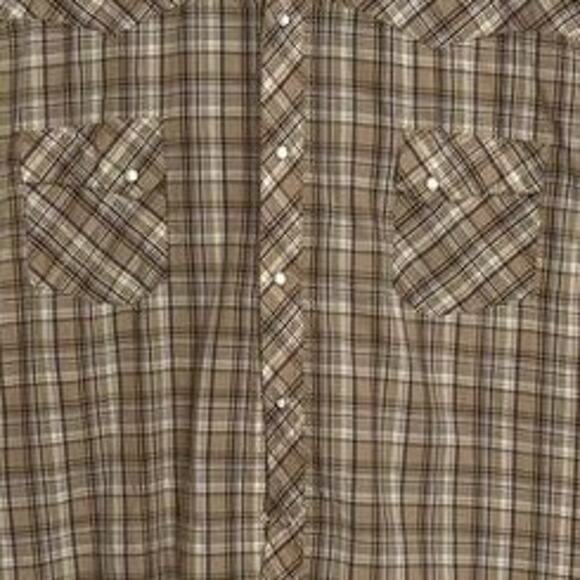 Wrangler Wrancher Shirt Mens Size 3X Brown Short Sleeve Pearl Snap Collar - Picture 6 of 7